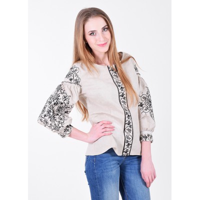 Embroidered blouse "Verkhovna" black on gray